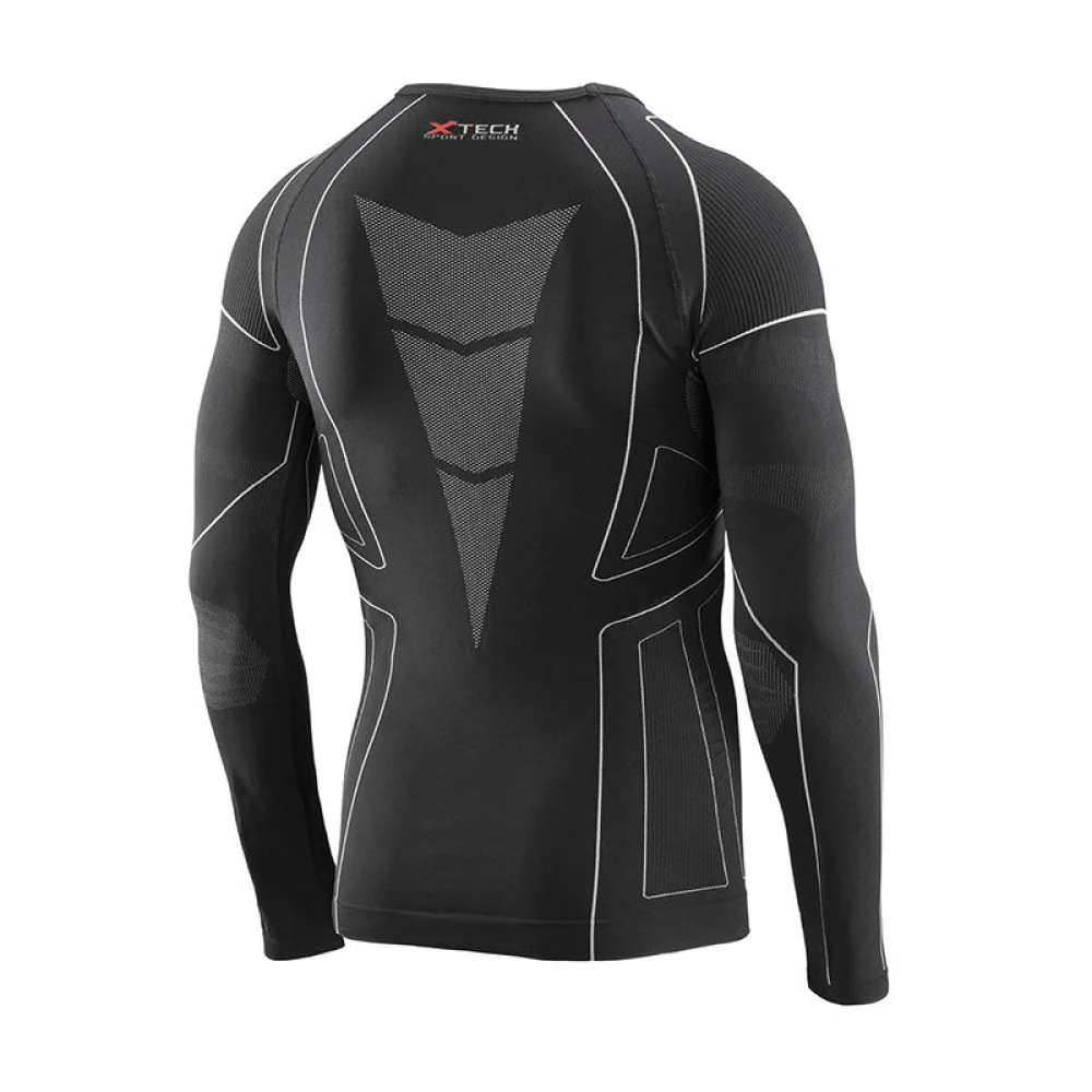 X TECH - MAGLIA RACE 3 MANICA LUNGA GIROCOLLO NERO - immagine 3