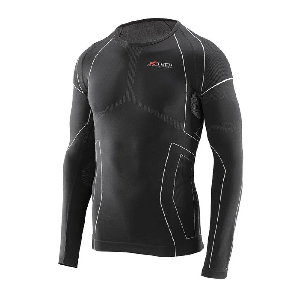 X TECH - MAGLIA RACE 3 MANICA LUNGA GIROCOLLO NERO - immagine 2